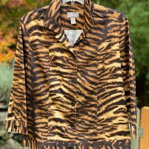 Chico’s animal print jacket.  Size 2